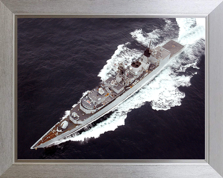 HMS Chatham (F87) Royal Navy Type 22 Frigate From The Air Photo Print Wall Art Decor Posters, Prints, & Visual Artwork Hampshire Prints 10 x 8 Silver Frame No