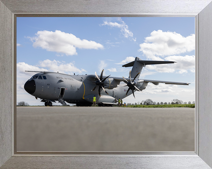 RAF Atlas A400M At RAF Wittering Photo Print Royal Air Force Wall Art Aviation Decor Posters, Prints, & Visual Artwork Hampshire Prints 10 x 8 Silver Frame No