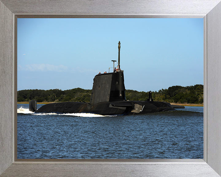 HMS Astute (S119) Photo Print - Kings Bay 2011 - Royal Navy Astute Class Submarine Hampshire Prints 10 x 8 Silver Frame No