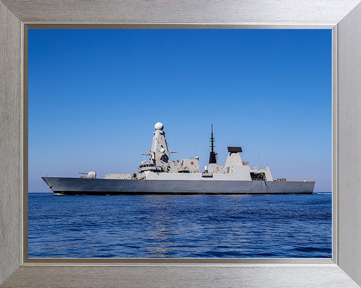 HMS Duncan (D37) Royal Navy Type 45 Destroyer Port Beam View Photo Print Wall Art Decor Posters, Prints, & Visual Artwork Hampshire Prints 10 x 8 Silver Frame No