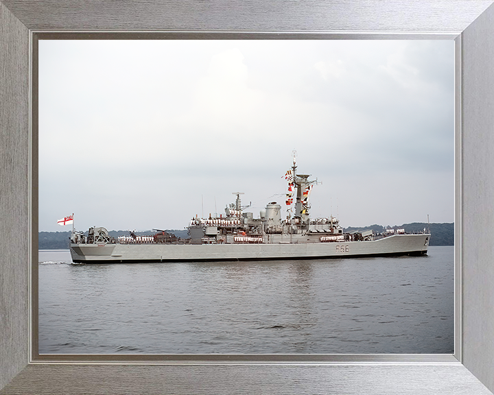 HMS Argonaut (F56) Royal Navy Leander Class Frigate Entering Harbour 1985 Photo Print Wall Art Decor Posters, Prints, & Visual Artwork Hampshire Prints 10 x 8 Silver Frame No