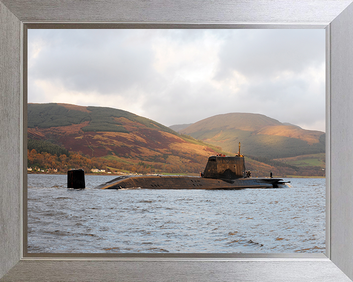 HMS Astute (S119) Photo Print - Starboard View 2009 - Royal Navy Astute Class Submarine Hampshire Prints 10 x 8 Silver Frame No
