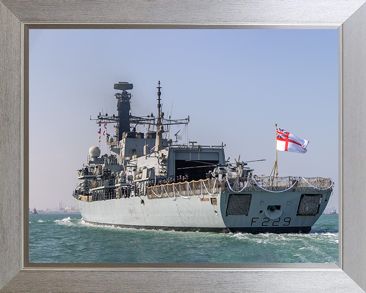 HMS Lancaster (F229) Photo Print - Paying Off 2025 - Royal Navy Type 23 Frigate Posters, Prints, & Visual Artwork Hampshire Prints 10 x 8 Silver Frame No
