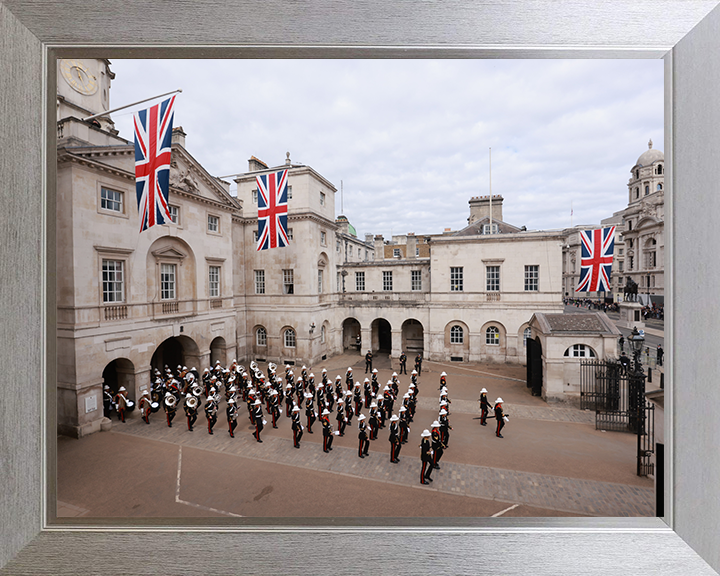 Royal Marines Band Service Marching At Horse Guards London Photo Print Hampshire Prints 10 x 8 Silver Frame No