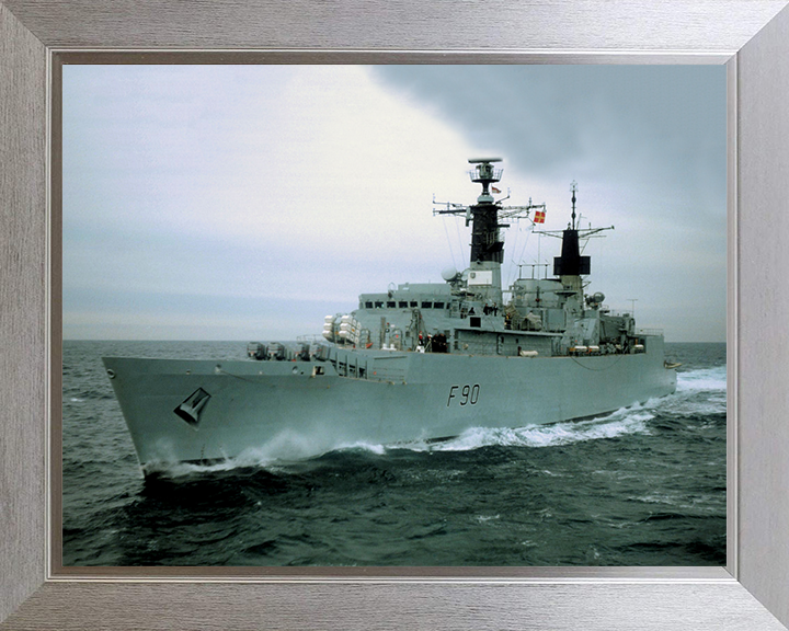 HMS Brilliant (F90) Photo Print - At Sea Port Bow View - Royal Navy Type 22 Frigate Hampshire Prints 10 x 8 Silver Frame No