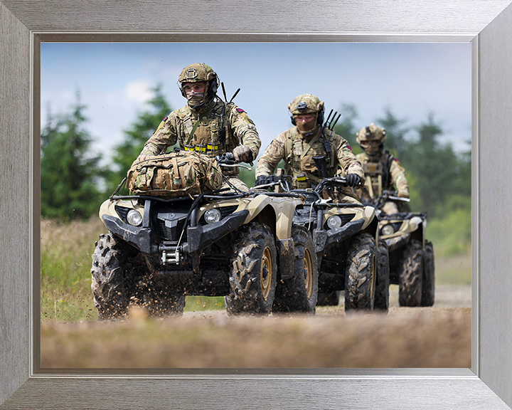 Royal Marine Commandos on Quad Bikes Photo Print - 3 Commando Brigade Hampshire Prints 10 x 8 Silver Frame No