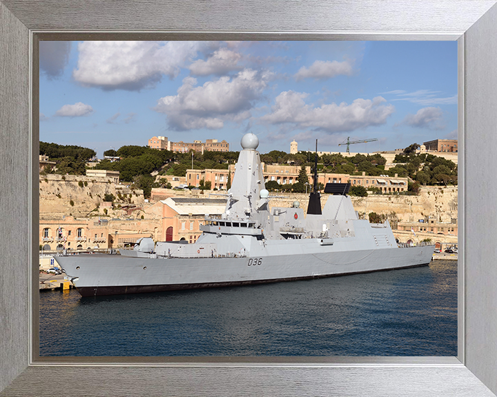 HMS Defender (D36) Photo Print - Valletta 2014 - Royal Navy Type 45 Destroyer Posters, Prints, & Visual Artwork Hampshire Prints 10 x 8 Silver Frame No