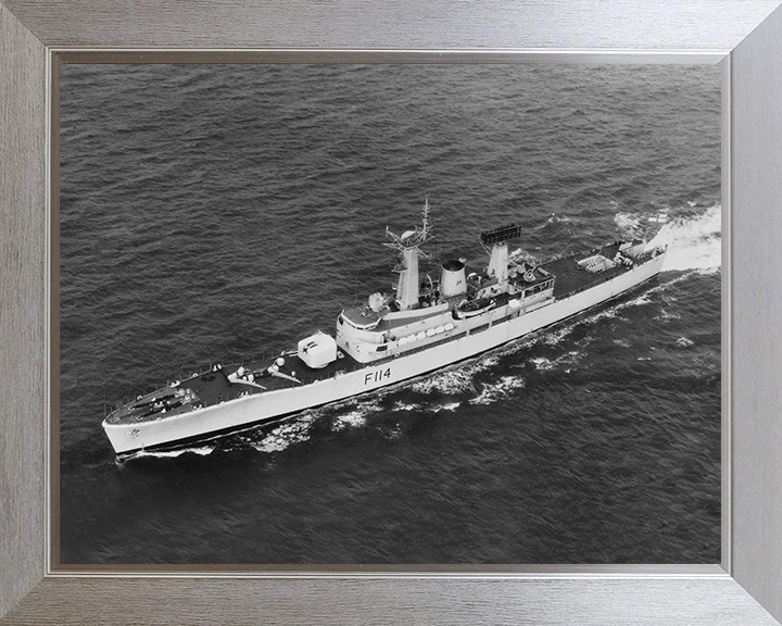 HMS Ajax (F114) Photo Print - Underway - Royal Navy Leander Class Frigate Posters, Prints, & Visual Artwork Hampshire Prints 10 x 8 Silver Frame No