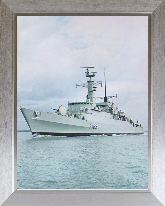 HMS Amazon (F169) Royal Navy Type 21 Frigate Port Bow Portrait View Photo Print Wall Art Decor Posters, Prints, & Visual Artwork Hampshire Prints 10 x 8 Silver Frame No
