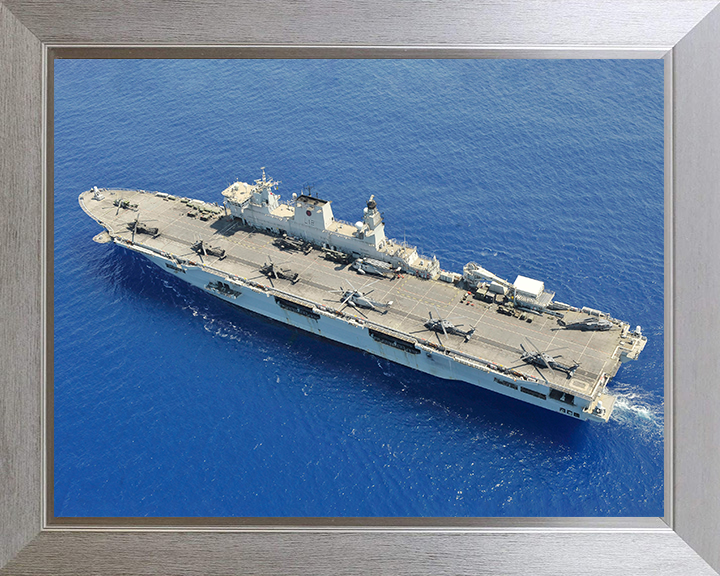 HMS Ocean (L12) Photo Print - Flight Deck View 2011 - Royal Navy Landing Platform Helicopter Hampshire Prints 10 x 8 Silver Frame No