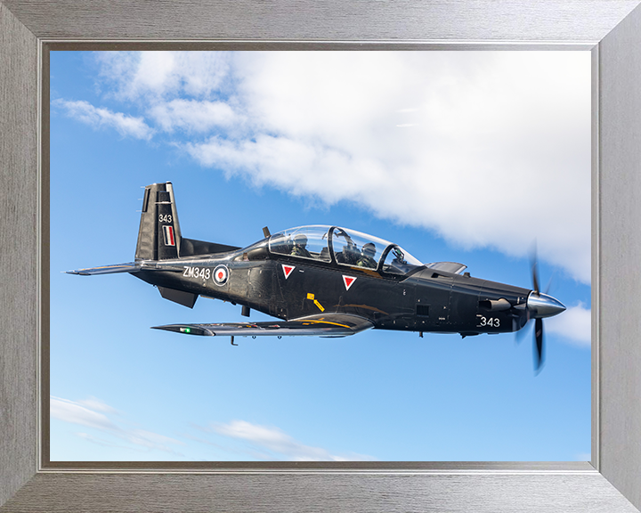 RAF Texan Aircraft in flight Photo Print - Royal Air Force Aircraft Hampshire Prints 10 x 8 Silver Frame No