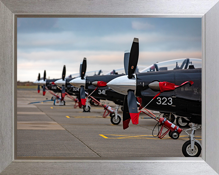 RAF Texan Aircraft lined up Photo Print - Royal Air Force Aircraft Hampshire Prints 10 x 8 Silver Frame No