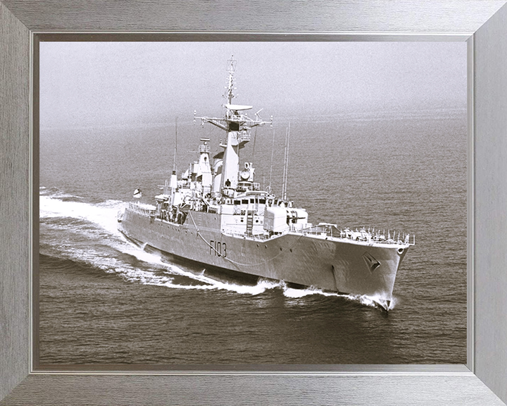 HMS Lowestoft (F103) - Underway 1970 - Royal Navy Rothesay Class Frigate Photo Print Wall Art Naval Decor UK Posters, Prints, & Visual Artwork Hampshire Prints 10 x 8 Silver Frame No