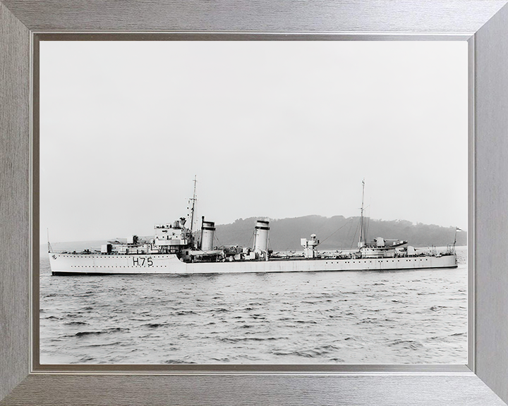 HMS Decoy (H75) Royal Navy D Class Destroyer Port Beam View Photo Print Wall Art Decor Posters, Prints, & Visual Artwork Hampshire Prints 10 x 8 Silver Frame No