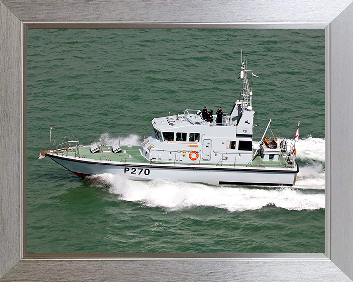 HMS Biter (P270) Photo Print - Port Side View 2017 - Royal Navy Archer Class P2000 Patrol Vessel Posters, Prints, & Visual Artwork Hampshire Prints 10 x 8 Silver Frame No