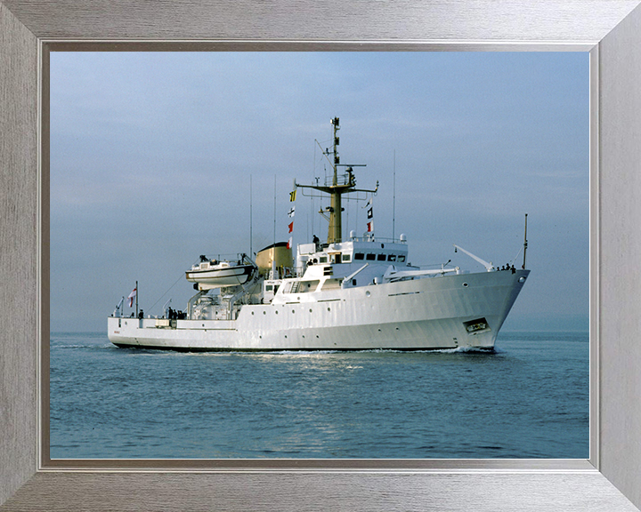 HMS Beagle (A319) Royal Navy Bulldog Class Survey Vessel Underway Photo Print Wall Art Decor Posters, Prints, & Visual Artwork Hampshire Prints 10 x 8 Silver Frame No