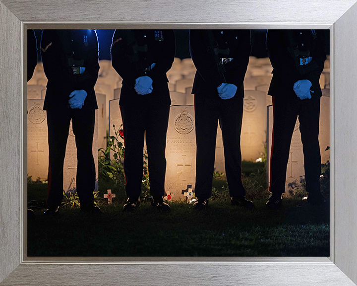 Soldiers with Commonwealth War Graves 2024 Photo Print - British Army Posters, Prints, & Visual Artwork Hampshire Prints 10 x 8 Silver Frame No