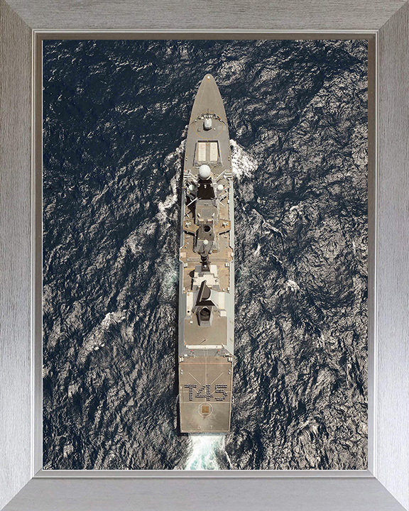 HMS Dauntless (D33) Royal Navy Type 45 Destroyer From Above Photo Print Wall Art Decor Posters, Prints, & Visual Artwork Hampshire Prints 10 x 8 Silver Frame No