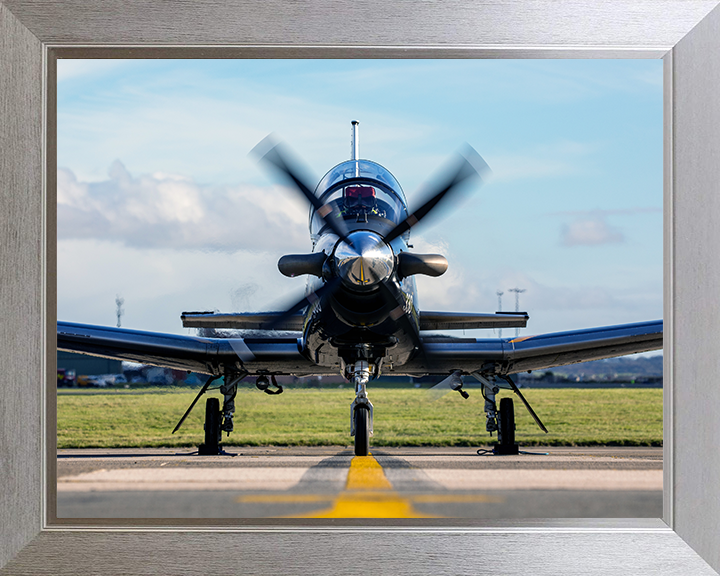 RAF Texan aircraft on a runway Photo Print - Royal Air Force Aircraft Hampshire Prints 10 x 8 Silver Frame No