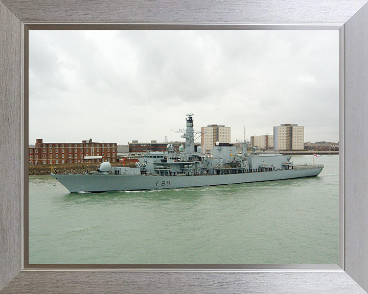 HMS Grafton (F80) Royal Navy Type 23 Frigate Leaving Portsmouth 2005 Photo Print Wall Art Decor Posters, Prints, & Visual Artwork Hampshire Prints 10 x 8 Silver Frame No