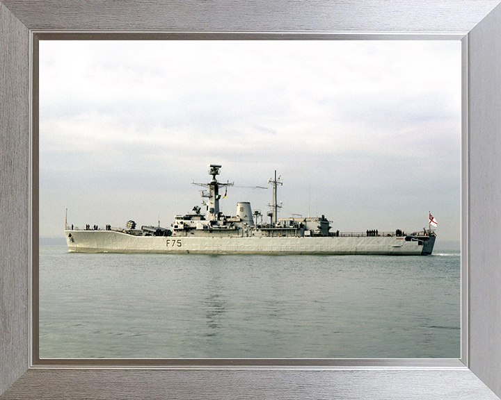 HMS Charybdis (F75) Royal Navy Leander Class Frigate Port Beam View Photo Print Wall Art Decor Posters, Prints, & Visual Artwork Hampshire Prints 10 x 8 Silver Frame No