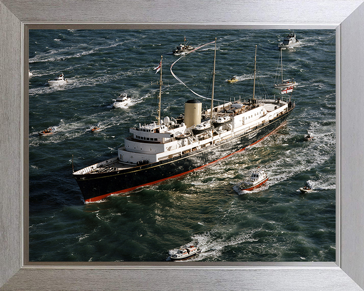 HMY Britannia Photo Print - Paying Off - Royal Navy - Royal Yacht Posters, Prints, & Visual Artwork Hampshire Prints 10 x 8 Silver Frame No