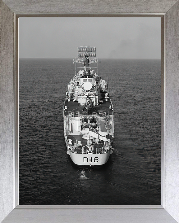 HMS Antrim (D18) Royal Navy County Class Destroyer Stern View Photo Print Wall Art Decor Posters, Prints, & Visual Artwork Hampshire Prints 10 x 8 Silver Frame No