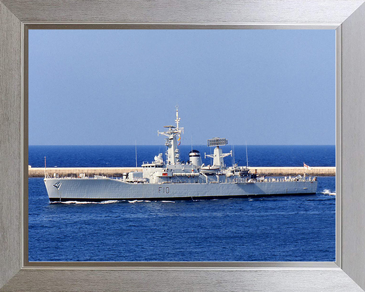 HMS Aurora (F10) Royal Navy Leander Class Frigate Port Side View In Colour Photo Print Wall Art Decor Posters, Prints, & Visual Artwork Hampshire Prints 10 x 8 Silver Frame No