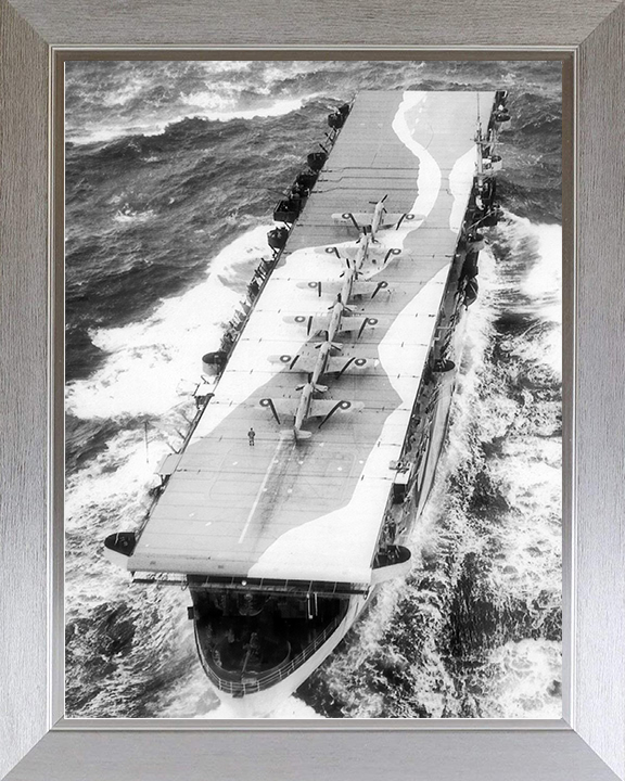 HMS Avenger (D14) Royal Navy Aircraft Carrier At Sea 1942 Photo Print Wall Art Decor Posters, Prints, & Visual Artwork Hampshire Prints 10 x 8 Silver Frame No