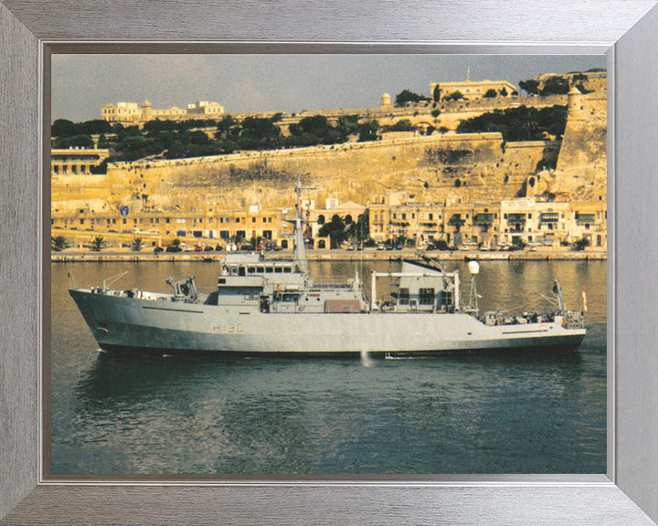 HMS Roebuck (H130) Photo Print - Valletta Malta - Royal Navy Coastal Survey Vessel Hampshire Prints 10 x 8 Silver Frame No
