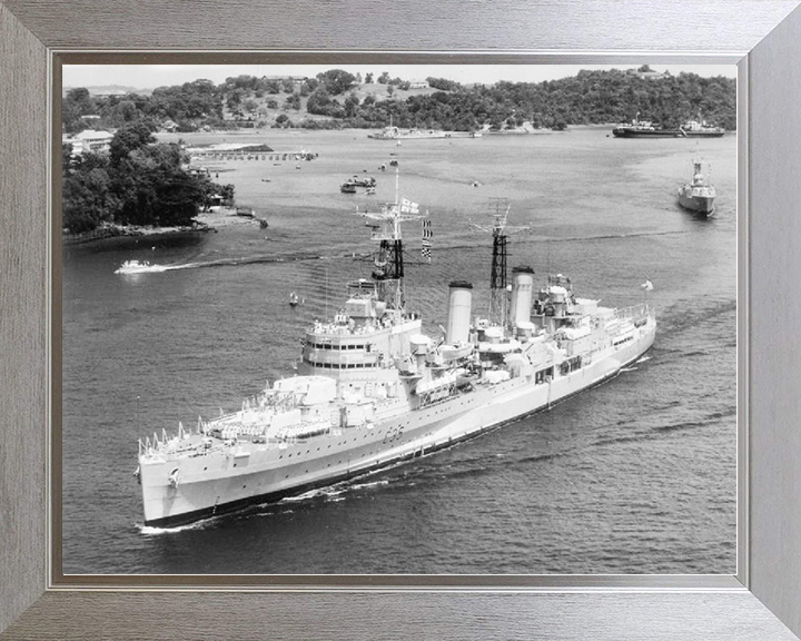 HMS Belfast (C35) Royal Navy Town Class Light Cruiser High Port Bow View Photo Print Wall Art Decor Posters, Prints, & Visual Artwork Hampshire Prints 10 x 8 Silver Frame No