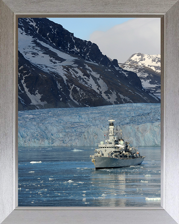 HMS Portland (F79) Photo Print - South Georgia 2010 - Royal Navy Type 23 Frigate Hampshire Prints 10 x 8 Silver Frame No