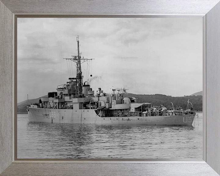 HMS Opossum (U33) Photo Print - Port Side View 1945 - Royal Navy Black Swan Class Sloop Posters, Prints, & Visual Artwork Hampshire Prints 10 x 8 Silver Frame No