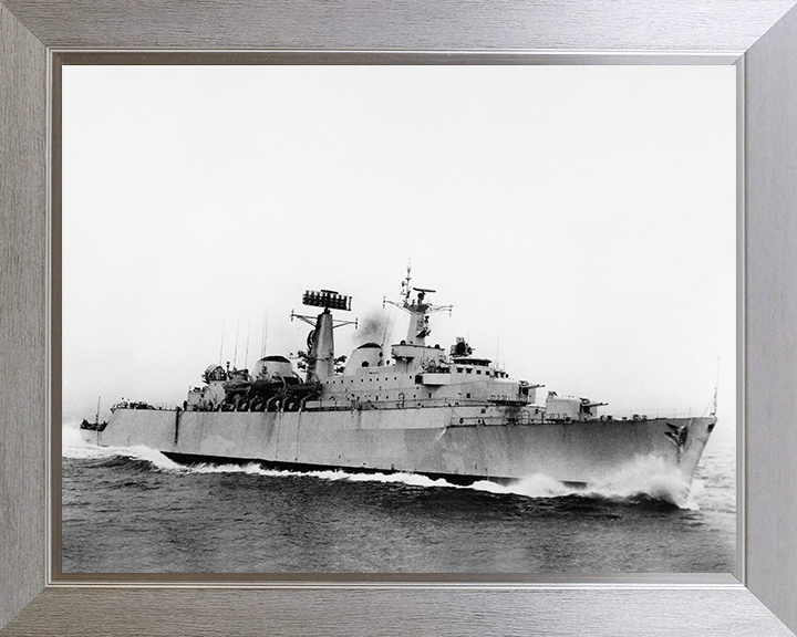 HMS Devonshire (D02) Photo Print - Underway 1963 - Royal Navy County Class Destroyer Posters, Prints, & Visual Artwork Hampshire Prints 10 x 8 Silver Frame No
