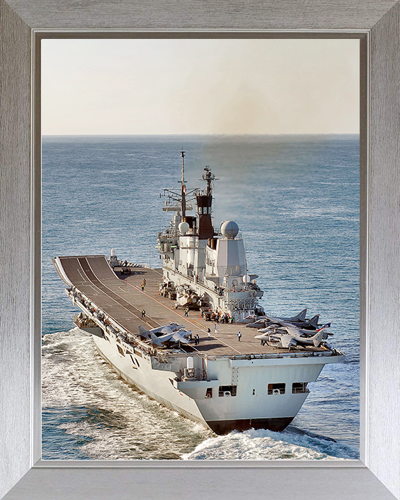 HMS Ark Royal (R07) Royal Navy Invincible Class Aircraft Carrier Stern View 2010 Photo Print Wall Art Decor Posters, Prints, & Visual Artwork Hampshire Prints 10 x 8 Silver Frame No