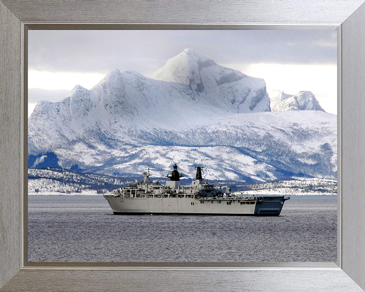 HMS Albion (L14) Photo Print - Norway 2008 - Royal Navy Albion Class Amphibious Ship Hampshire Prints 10 x 8 Silver Frame No