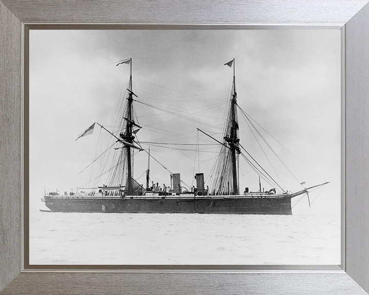 HMS Temeraire (1876) Photo Print - Paying Off 1891 - Royal Navy Ironclad Battleship Hampshire Prints 10 x 8 Silver Frame No