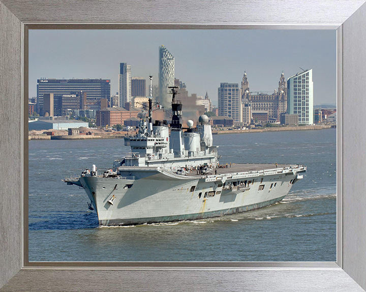HMS Ark Royal (R07) Royal Navy Invincible Class Aircraft Carrier Liverpool 2008 Photo Print Wall Art Decor Posters, Prints, & Visual Artwork Hampshire Prints 10 x 8 Silver Frame No