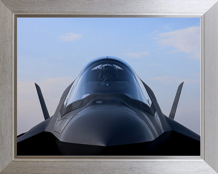 RAF F-35B Jet Pilot cockpit Closeup Royal Air Force Aircraft Photo Print Wall Art Aviation Decor UK Posters, Prints, & Visual Artwork Hampshire Prints 10 x 8 Silver Frame No