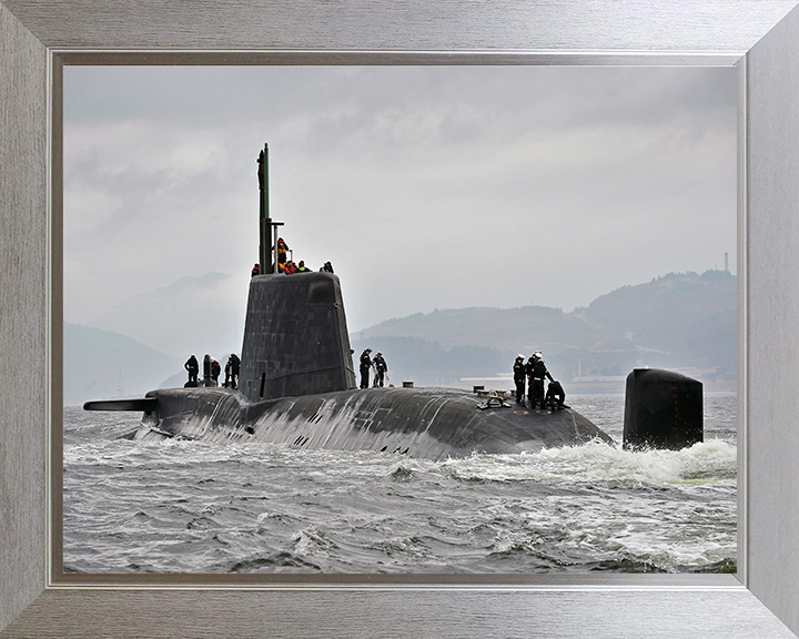 HMS Astute (S119) Photo Print - Faslane Return 2012 - Royal Navy Astute Class Submarine Hampshire Prints 10 x 8 Silver Frame No