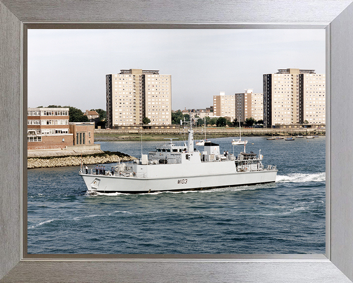 HMS Cromer (M103) Photo Print - Leaving Portsmouth 1999 - Royal Navy Sandown Class Minehunter