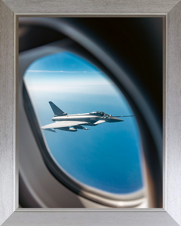 RAF Typhoon refuels Photo Print - Royal Air Force Aircraft Hampshire Prints 10 x 8 Silver Frame No