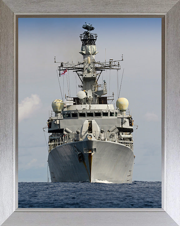 HMS Lancaster (F229) Photo Print - Low Bow View - Royal Navy Type 23 Frigate Hampshire Prints 10 x 8 Silver Frame No