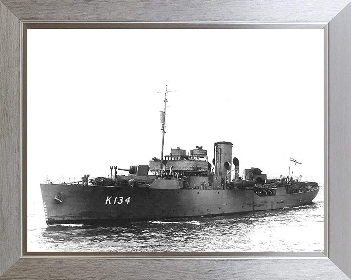 HMS Clover (K134) Photo Print - at sea - Royal Navy Flower Class Corvette Posters, Prints, & Visual Artwork Hampshire Prints 10 x 8 Silver Frame No