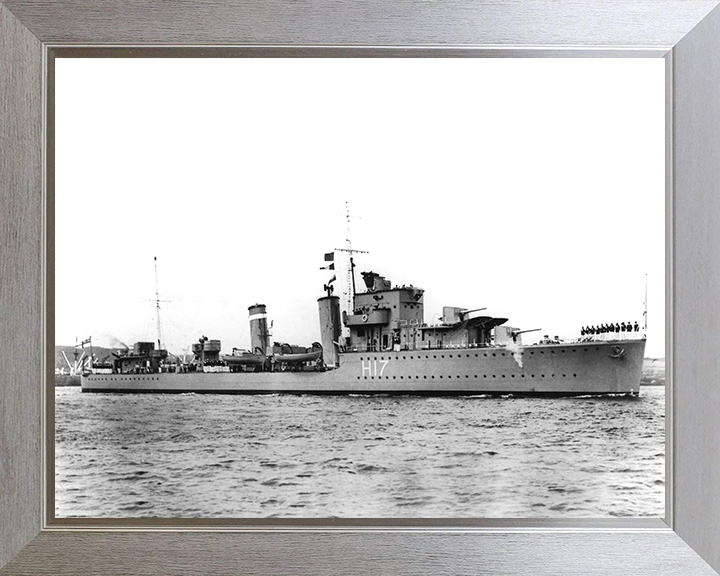 HMS Escapade (H17) - Entering Harbour - Royal Navy E Class Destroyer Photo Print Wall Art Naval Decor UK Posters, Prints, & Visual Artwork Hampshire Prints 10 x 8 Silver Frame No