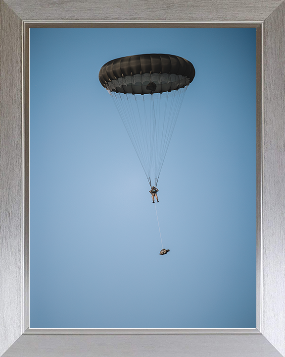British Army Paratrooper Under Canopy 2026 Photo Print Wall Art Military Decor Posters, Prints, & Visual Artwork Hampshire Prints 10 x 8 Silver Frame No