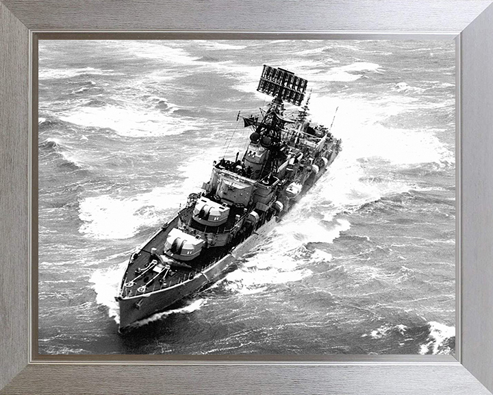 HMS Agincourt (D86) Photo Print - Port Bow View 1962 - Royal Navy Battle Class Destroyer Posters, Prints, & Visual Artwork Hampshire Prints 10 x 8 Silver Frame No