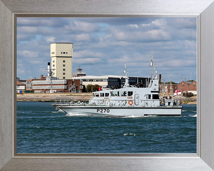 HMS Biter (P270) Royal Navy Archer Class P2000 Patrol Vessel Leaving Portsmouth 2017 Photo Print Wall Art Decor Posters, Prints, & Visual Artwork Hampshire Prints 10 x 8 Silver Frame No