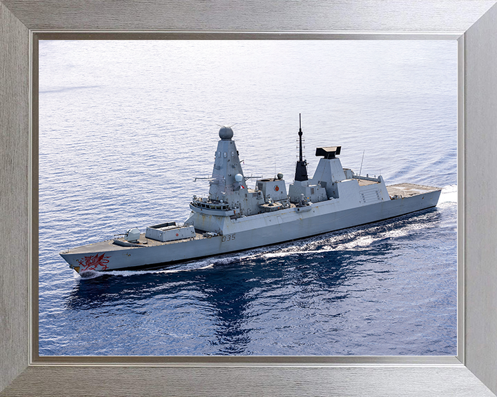 HMS Dragon (D35) Royal Navy Type 45 Destroyer off Cyprus 2026 Photo Print Wall Art Poster Posters, Prints, & Visual Artwork Hampshire Prints 10 x 8 Silver Frame No