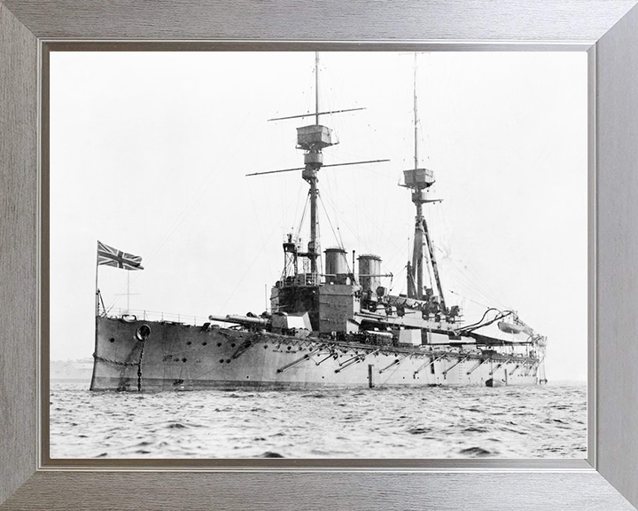 HMS Agamemnon (1906) Royal Navy Lord Nelson Class Battleship Photo Print Port Bow View Warship Wall Art Posters, Prints, & Visual Artwork Hampshire Prints 10 x 8 Silver Frame No